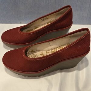 Fly London Red Yoni Wedge Shoes